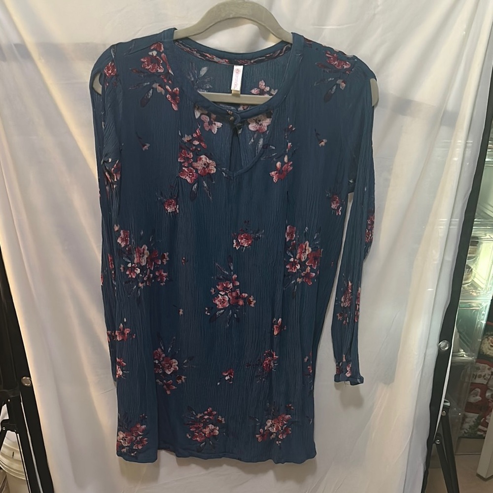 Xhilaration Blue Pink Long Sleeve Sundress